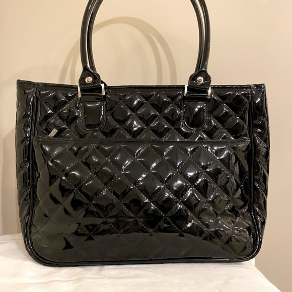 Caboodles Vintage Patent Leather Quilted Tote Bag - Picture 3 of 5
